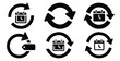 © Bhabas - A black silhouette of a  subscription renewal cycle icon set. Simple graphic element.