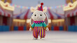© Estúdio Encantarte. - A charming bunny clown stands confidently in a festive circus setting, ready to entertain the audience isolated on white background.generative ai