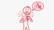 © Apih - Illustration of a distressed person clutching their chest with labored breathing, medical alert symbol indicating respiratory distress