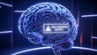 © VectographyStudio - Digital brain with hallucinated output warning sign