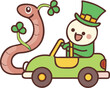 © Likhon - Cute Cartoon Snake Icon Being Driven Away By St Patrick