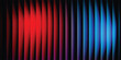 © HOSEN - Abstract digital background featuring glowing red and blue vertical light beams creating a futuristic wave pattern and sense of harmony