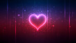 © PuspaGiri - Glowing Neon Heart Symbol on a Dark, Sparkly Background - Romantic Abstract Art