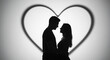 © Duc - Powerful backlighting beautifully shapes a loving couple's romantic silhouette within an iconic heart.. AI Generated