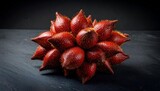 Fresh whole salak fruit arranged on a dark background, highlighting its distinctive scaly skin and exotic tropical character, ideal for food, travel, and agriculture concepts.