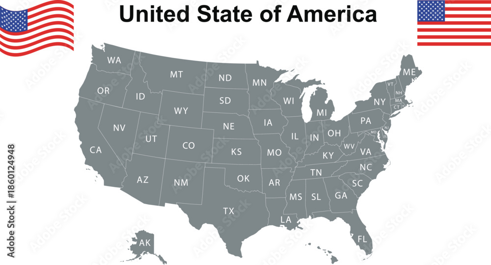 America map United States of America map Cities US Gray map background ...