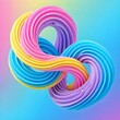 © Penina - Abstract 3D Glossy Twisted Spiral Rings in Pastel Candy Colors on Gradient Background