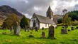 © Mit - Stone Church and Graveyard in Scottish Highlands