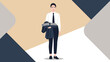 © Tendra - Young professional woman holding a laptop and blazer dressed in business attire standing against
