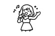 © Антон Сальников - Person singing into a microphone with musical notes and sparkles