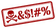 © SaymaHossan - Warning: explicit content concept featuring a distressed red stamp with skull and censored symbols