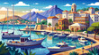 © williamnoah - Very beautiful panoramic view of Kyrenia marina in Cyprus, featuring elegant yachts, calm Mediterranean waters, and historic harbor architecture under soft natural daylight.