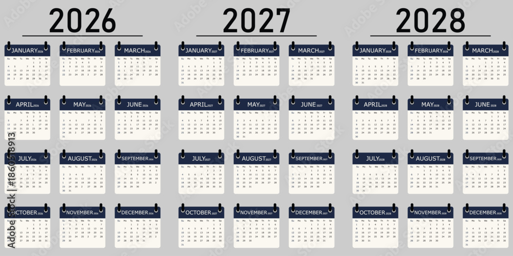 New Year calendar concept with hand and desk flip calendar. 2026, 2027