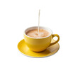 © NeuroPix - Milk being poured into a yellow cup of coffee
