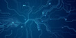 © Zafran - Abstract AI circuit board background. Technology connected blue lines with electronics elements on tech bg. Computer motherboard with a chip, processor, and semiconductor. Digital vector illustration