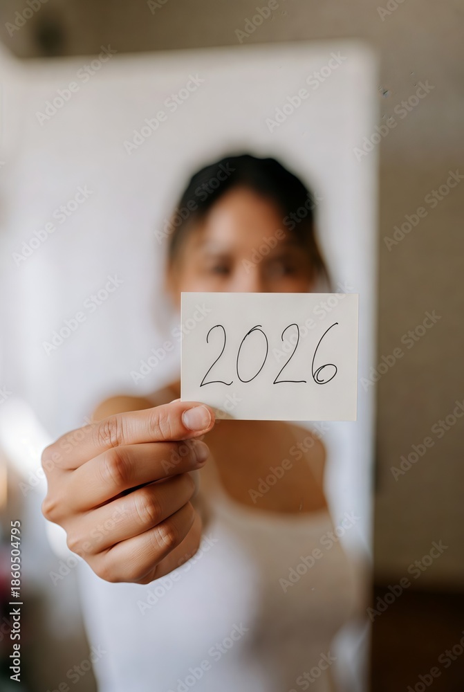 Woman holding a sign with the year 2026, Hands holding 2026 calendar ...