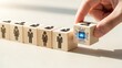 © AI Bundle - Hand placing wooden cube with ai symbol next to human resource blocks