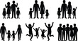 © MstRuna - Family, silhouette, set, happy, parents, children, together, collection, mother, father, daughter, son, childhood, lifestyle, group, people, kids, joy, vector, illustration, icons, symbols,