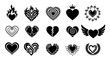 © nabila - Diverse collection of black heart vector icons, perfect for love and romance concepts.