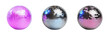 © kuuro - Three colorful disco balls reflecting light in a setting. a mix of pink. silver. and blue hues. perfect for party or event decoration themes