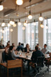 © Zander - Modern Boardroom Interior with Large Glass Windows and Warm Sunset Lighting, High-End Corporate Meeting Room for Professional Business Backgrounds