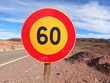 © Oualid - Red and yellow speed limit 60 road sign