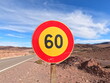 © Oualid - Red and yellow speed limit 60 road sign