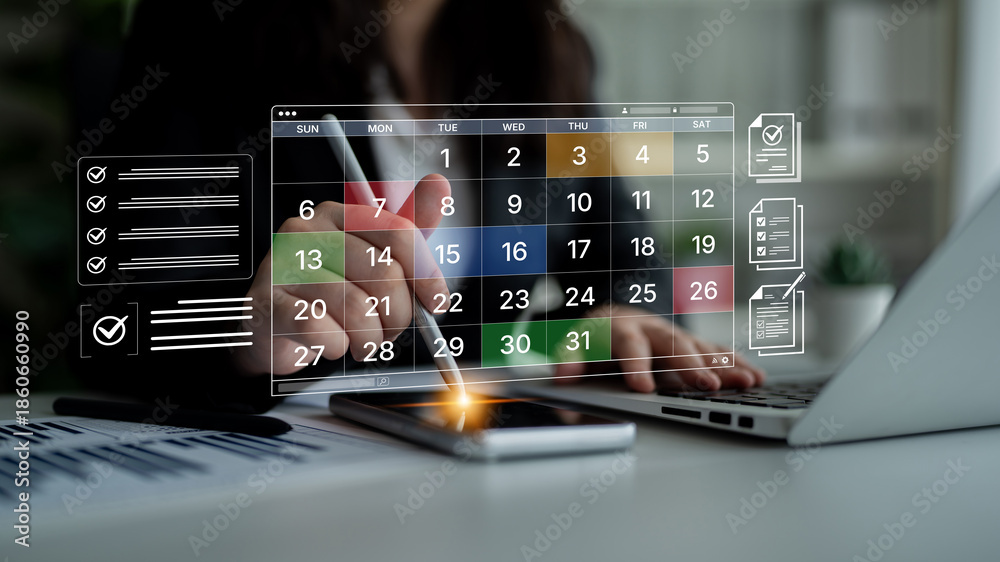 A digital calendar interface for business planning and organization ...