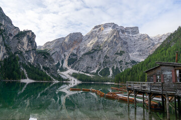  Lake Braies or Lago di Braies, Dolomites, Italy