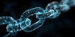 © Olga Ко - Digitale Blockchain-Verbindung mit leuchtenden blauen Kettengliedern - Konzept für Kryptowährungssicherheit und Datentransfer