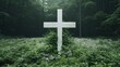 © Ms_Tali - Symbol of Faith: A Serene Cross Surrounded by Lush Greenery and Tranquil Nature Scene