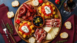 © random - Delicious tapas platter with cured meats and wine