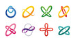 © F2_STU - Collection of eight colorful abstract infinity and loop style logos on a white background