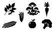 © Alfa - Collection of Simple Black and White Silhouettes Representing Fresh Produce and Fungi
