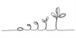 © Single Line Art - A continuous line art drawing illustrating the various stages of plant growth from seed to seedling Vector, illustration