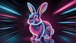 © MDALFI - Neon rabbit in cyberpunk setting with bright pink and blue lights