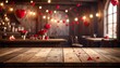 © Nashihal - Empty old wooden table background with valentines day theme in background