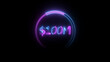 © MD ABDUL MUMIN - $100 Millions Glowing neon line Letter Icon illustration. $100M achievement for business Work, on black background illustration.