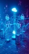 © Margarita Ratatosk - Cloud server security concept with glowing blue data connecting to padlocks. Network protection and secure data transfer for digital information.