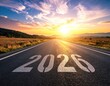 © Poster - Road to sun, 2026 painted on asphalt. Hopeful future