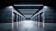 © DreamGrid - Modern storage facility interior with concrete walls and glowing lights