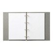 © BTG - Open grey ring binder with blank white pages