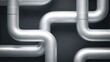 © Sawat - Abstract Metallic Pipes Intertwined on a Dark Background Creating a Unique Industrial Design with Shadows and Highlights for Modern Aesthetic Appeal