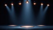 © Sawat - Dramatic Stage Lighting in a Dark Environment With Spotlights Illuminating an Empty Circular Platform and Casting Shadows on the Floor