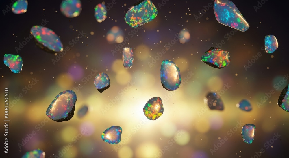 Floating opals in a cosmic display