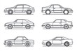 © Mufarokah - Classic car design evolution, side view illustration, white background, automotive design