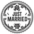 © Сергій Бомбак - Just Married elegant floral circular design emblem for wedding invitations