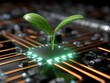 © VexoraImages - Green plant seedling growing on electronic circuit board
