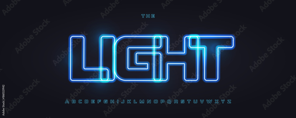 Led Typography Design Cyber Tech Font Logo Alphabet Vector Neon Light Effect Letter Set ...