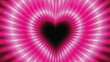 © SWEET - A abstract glowing pink heart shape with radial light beams tunnel effect.